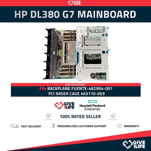 [112] PLACA BASE HP DL380G7-BACKPLANE FUENTE-462954-001-PCI RASER CAGE 463170-003