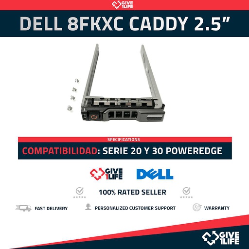[2ca2005a8944] CADDY DELL 2.5″ SAS SATA 8FKXC NTPP3 G176J NUEVO + TORNILLOS