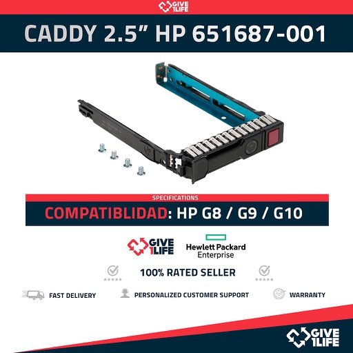 [baa6450df911] CADDY PARA HP 2.5" 651687-001 COMPATIBLE CON G8/G9/G10+TORNILLOS