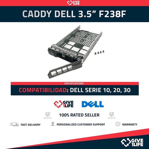 [a669683aac09] CADDY PARA DELL 3.5″ F238F, KG1CH, X968D, 0X968D, G302D NUEVO+TORNILLOS