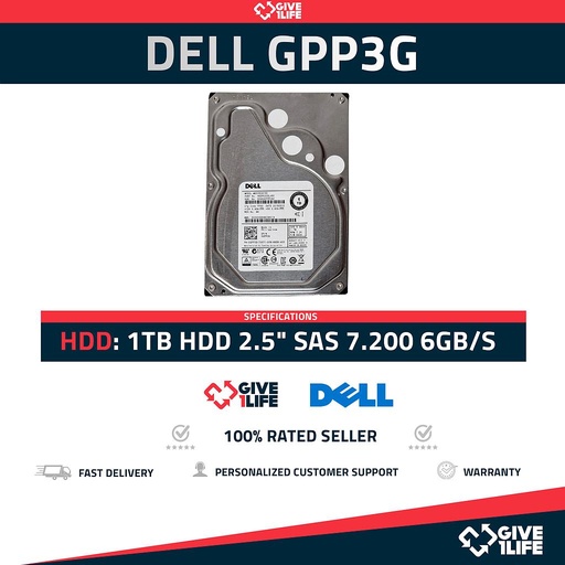 [1283] DELL MG03SCA100 1TB HDD 3.5" SAS-2 6GB/S 7.200 RPM 64MB CACHÉ - GPP3G