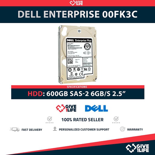 [1453] DELL 0FK3C 600GB HDD 2.5" SAS-2 6GB/S 10K 64MB