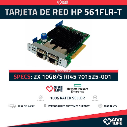 [51fc21ad64d6] HP ETHERNET 561FLR-T DOBLE PUERTO 2x 10GB RJ45 - PN:701525-001 - SERVIDOR HP