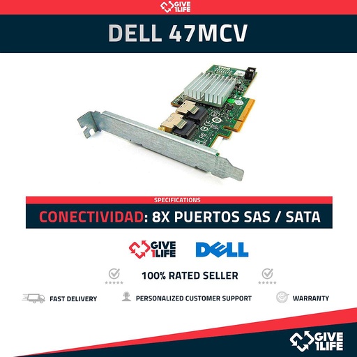 [637] DELL - 47MCV - PERC H200 SAS/SATA 6GB/S CONTROLADORA RAID PCIe 2.0 PERFIL ALTO