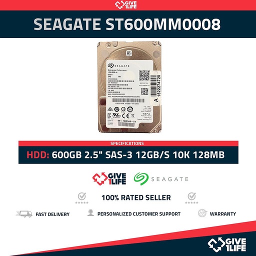 [124] SEAGATE ST600MM0008 600GB HDD 2.5" SAS-3 12GB/S 10K 128MB 4KN