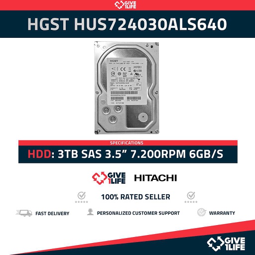 [822] HITACHI HUS724030ALS640 3TB HDD 3.5" SAS-2 6GB/S 7.200 RPM 64MB CACHÉ
