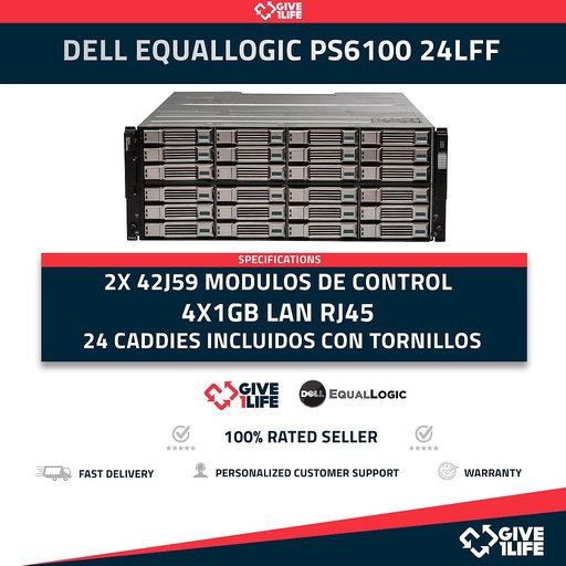 [106] DELL EQUALLOGIC PS6100 24LFF  2x 42J59 + 24x CADDIES + 2 FUENTES