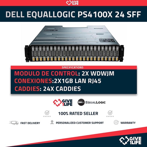 [104] DELL EQUALLOGIC PS4100X 24 SFF 2x WDWJM MODULOS + 2 FUENTES