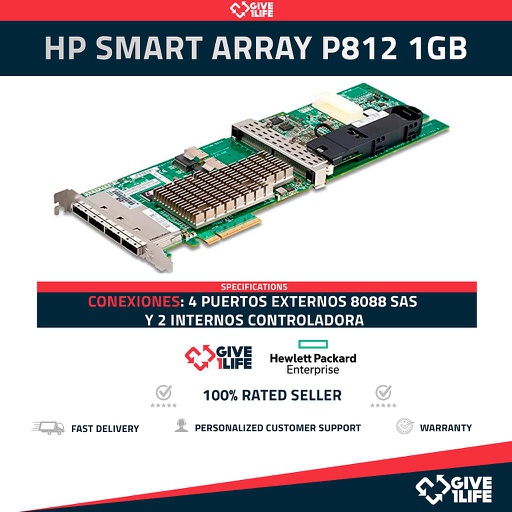 [160] HP SMART ARRAY P812 - 1GB CACHE + BATERÍA-6 PUERTOS-488948-001-CONTROLADORA RAID