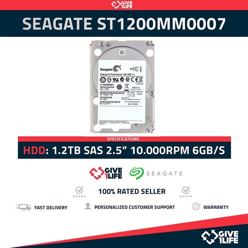 [459] SEAGATE ST1200MM0007 1.2TB HDD 2.5" SAS-2 6GB/S 10K 64MB