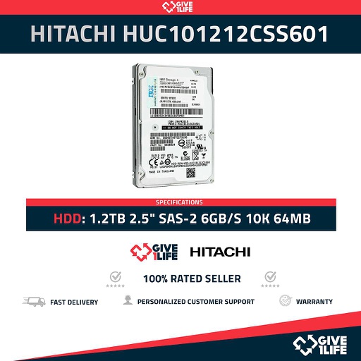 [833] HITACHI HUC101212CSS601 1.2TB HDD 2.5" SAS-2 6GB/S 10K 64MB