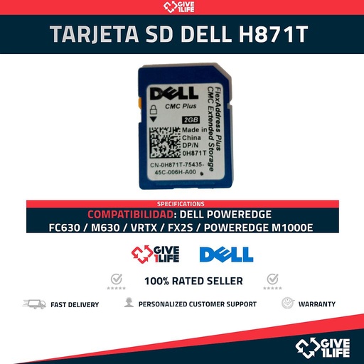 [158] DELL 2GB CMC EXTENDED ALMACENAMIENTO PLUS TARJETA SD- H871T -TARJETA DE MEMORIA