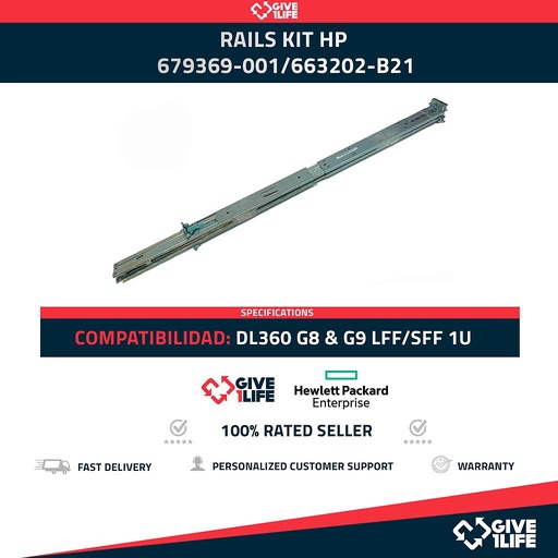 [185] RAILS KIT HP PROLIANT DL360 G8, G9 G10 LFF 1U SLIDING 679369-001 663202-B21