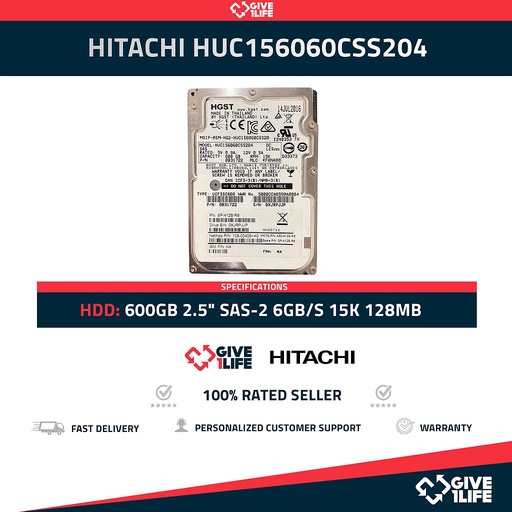 [192] HITACHI HUC156060CSS204 600GB HDD 2.5" SAS-2 6GB/S 15K 128MB