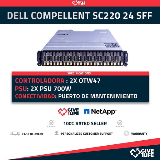 [194] DELL COMPELLENT SC220 24 SFF STORAGE ARRAY + 2X 0TW47 + 2PSU