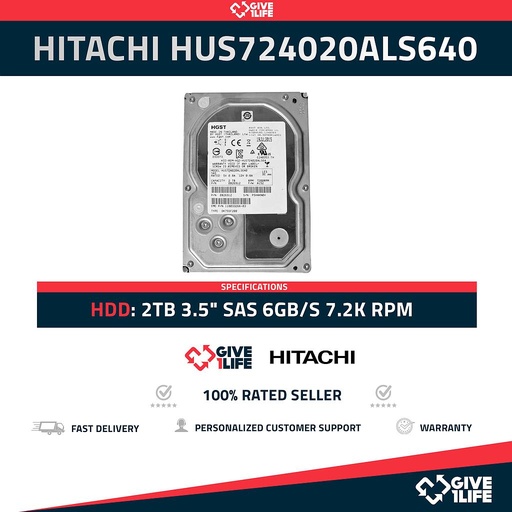 [201] HITACHI HUS724020ALS640 2TB HDD 3.5" SAS 6GB/S 7.2K RPM - ESPECIAL PARA SERVIDORES