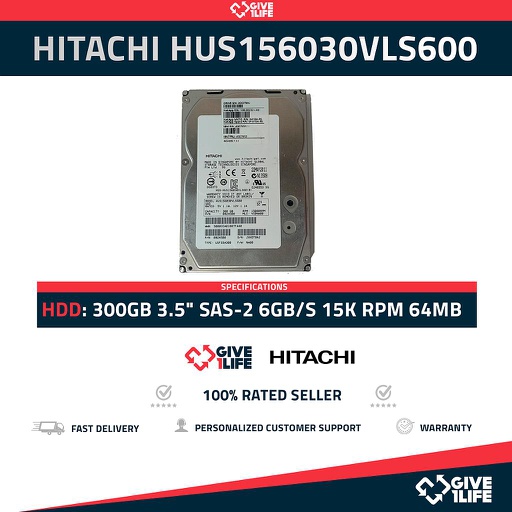[205] HITACHI HUS156030VLS600 300GB HDD 3.5" SAS-2 6GB/S 15.000 RPM 64MB CACHÉ