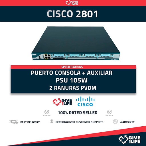 [218] CISCO 2801 ROUT SWITCH 4 SLOTS + 64MB COMPACT FLASH+128MB RAM+PSU