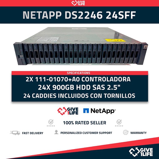 [219] NETAPP DS2246 24SFF 2X111-01070+A0 +24X900GB+24 CADDIES+ 2XPSU