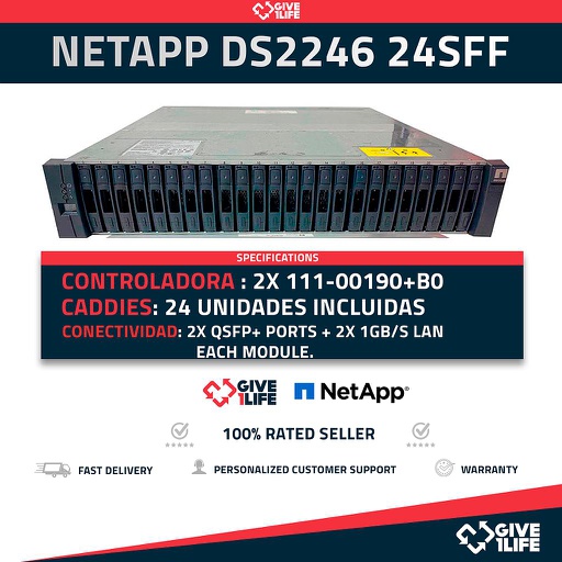 [224] NETAPP DS2246 24SFF 2X111-00190+B0 +24 CADDIES+ 2XPSU 114-00065