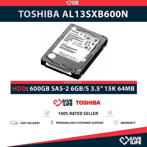 [249] TOSHIBA AL13SXB600N 600GB HDD 2.5" SAS-2 6GB/S 15K 64MB