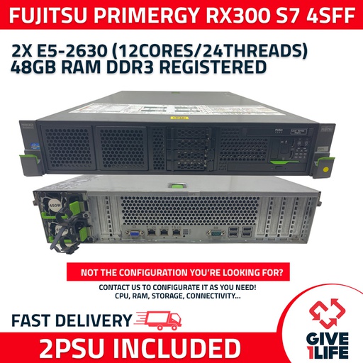 [264] Servidor Rack FUJITSU RX300 S7 4SFF 2XE5-2630 + 48GB + D2616-A22+ 2PSU