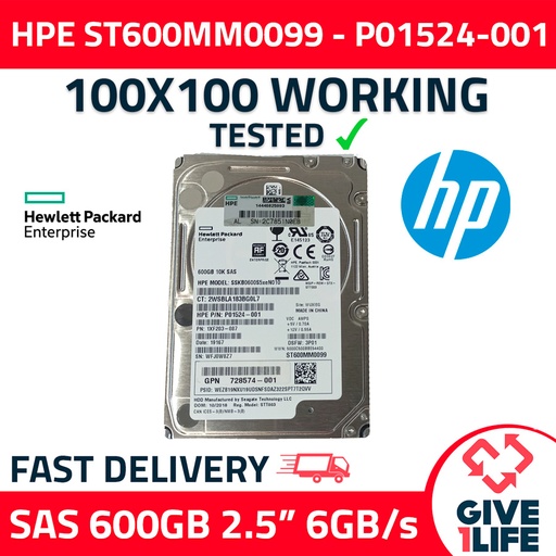[274] HPE ST600MM0099 600GB HDD 2.5" SAS-2 6GB/S 10K 256MB - P01524-001