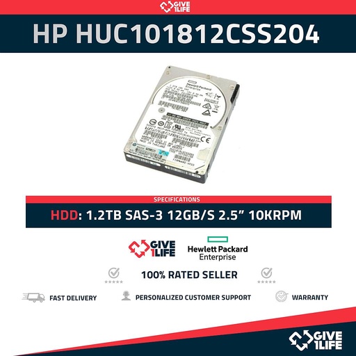 [275] HPE HUC101812CSS204 1.2TB HDD 2.5" SAS-3 12GB/S 10K 128MB