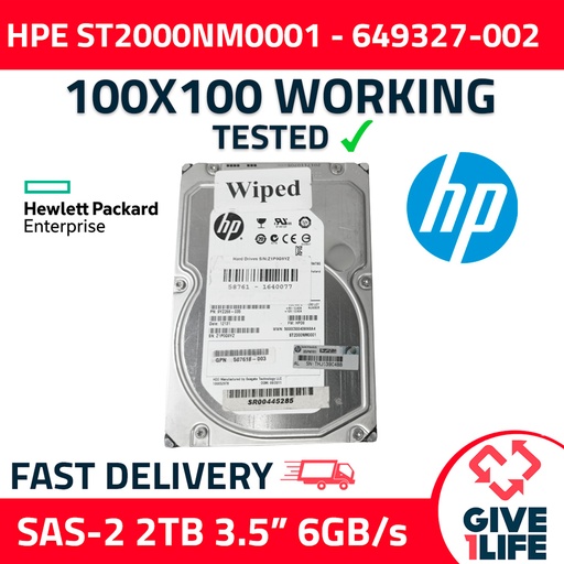 [332] HPE ST2000NM0001 2TB HDD SAS-2 6GB/S 3.5" 7.2K