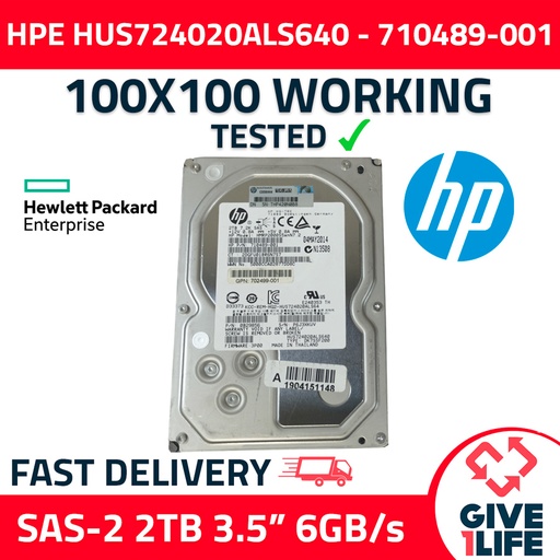 [333] HPE HUS724020ALS640 2TB HDD SAS-2 3.5" 6GB/S 7.2K - 710489-001
