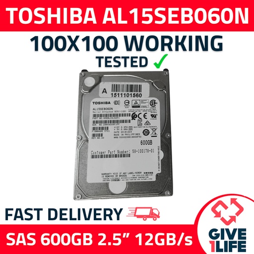 [338] TOSHIBA AL15SEB060N 600GB HDD 2.5" SAS-3 12GB/S 10K 128MB CACHÉ