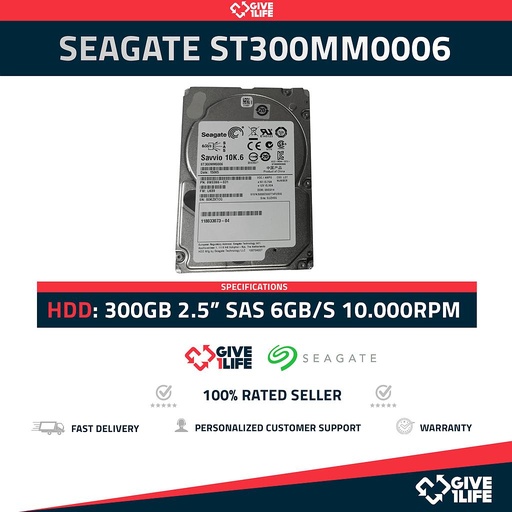 [341] SEAGATE ST300MM0006 300GB HDD 2.5" SAS-2 6GB/S 10K 64MB