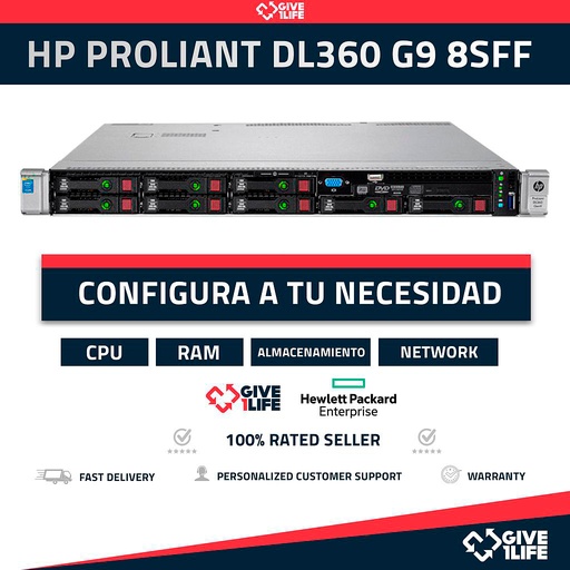 [351] HP DL360 G9 8SFF 1U (8 x 2.5" Bahías)  CONFIGURABLE