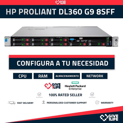 [351] HP DL360 G9 8SFF 1U (8 x 2.5" Bahías)  CONFIGURABLE