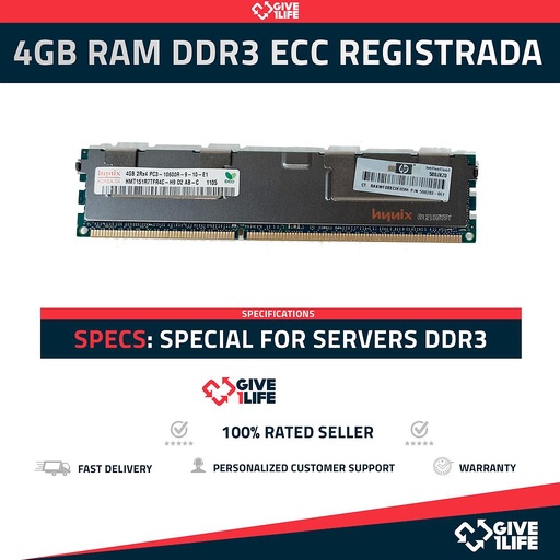 [355] 4GB RAM DDR3 10600R ECC REGISTRADA - ESPECIAL PARA SERVIDORES