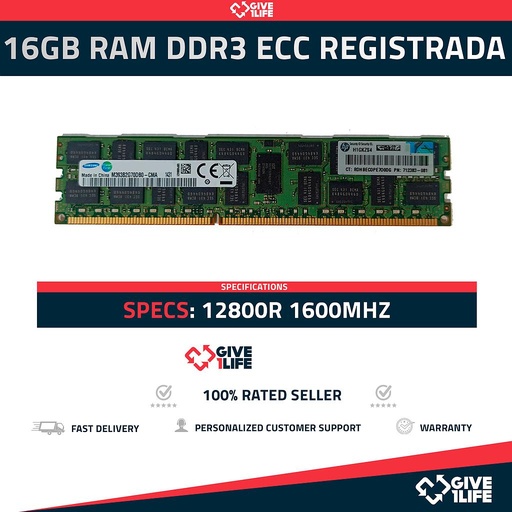 [359] 16GB RAM DDR3 2RX4 PC3L 12800R ECC REGISTRADA - ESPECIAL PARA SERVIDORES