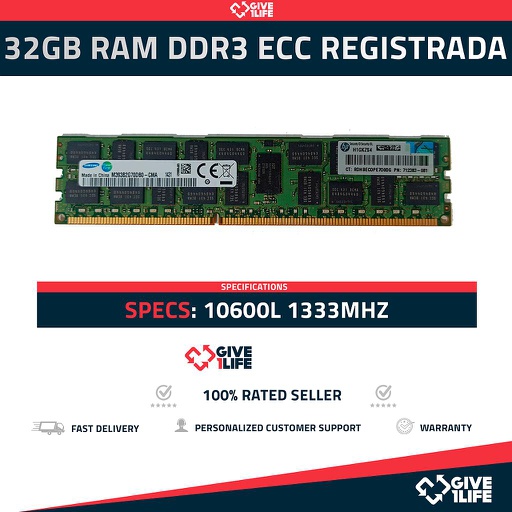 [361] 32GB RAM DDR3 10600L ECC REGISTRADA - ESPECIAL PARA SERVIDORES