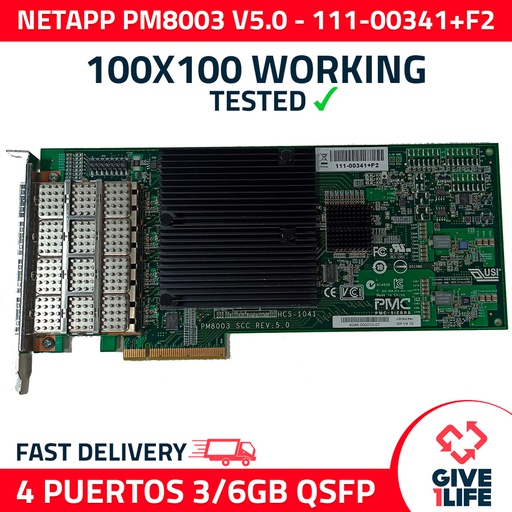 [373] NETAPP CONTROLADOR PMC-SIERRA PM8003 v5 SAS 4 PUERTOS QSFP 3/6GB - 111-00341+F2