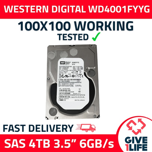 [392] WESTERN DIGITAL WD4001FYYG 4TB HDD 3.5" SAS-2 6GB/S 7.200RPM 32MB CACHÉ SERVIDOR
