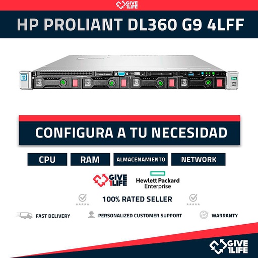 [433] HP DL360 G9 4LFF 1U (4 x 3.5″ Bahías) CONFIGURABLE