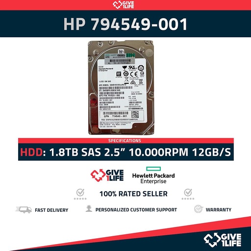 [444] HPE ST1800MM0129 SAS 2.5" 1.8TB 10K RPM SAS3 12GB/S 128MB CACHE - SERVIDORES