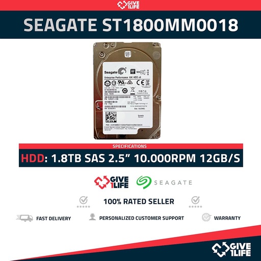 [445] SEAGATE ST1800MM0018 SAS 2.5" 1.8TB 10K RPM SAS3 12GB/S 128MB CACHE - SERVIDORES