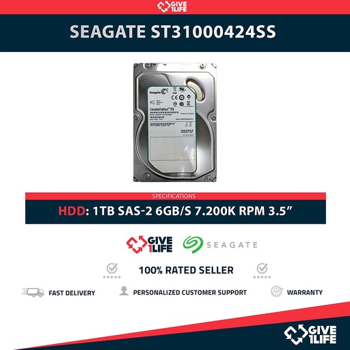 [449] SEAGATE ST31000424SS HDD SAS 1TB 3.5" 7.2K RPM SAS-2 6GB/S 16MB CACHE