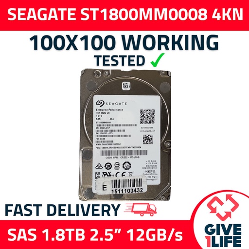 [517] SEAGATE ST1800MM0008 4KN 1.8TB HDD 2,5" SAS-3 12GB/S 10K CACHE 128MB - SERVIDORES