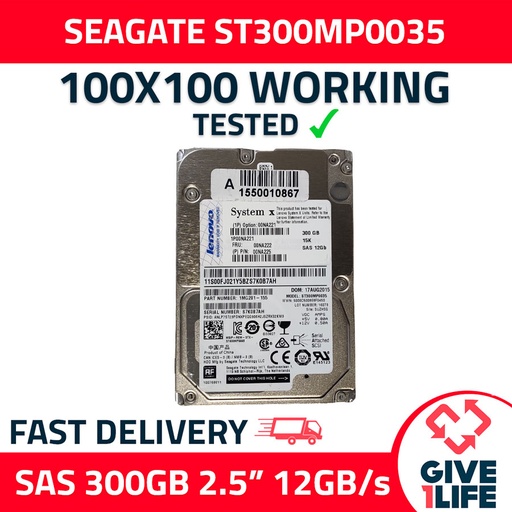 [519] SEAGATE ST300MP0035 300GB HDD 2.5 SAS-3 12GB/S 15K CACHE 128MB - SERVIDORES