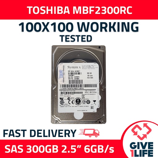 [525] TOSHIBA MBF2300RC 300GB HDD 2.5 SAS-2 6GB/S 10K CACHE 128MB