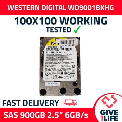 [535] WESTERN DIGITAL WD9001BKHG 900GB HDD 2.5 SAS-2 6GB/S 10K CACHE 128 - SERVIDORES