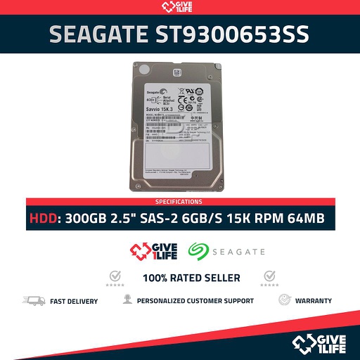 [538] SEAGATE ST9300653SS 300GB HDD 2.5" SAS-2 6GB/S 15K RPM 64MB CACHE - SERVIDORES