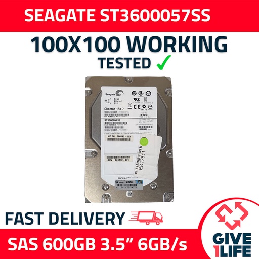 [549] SEAGATE ST3600057SS 600GB HDD 3.5 SAS-2 6GB/S 15K CACHE 64MB - SERVIDORES