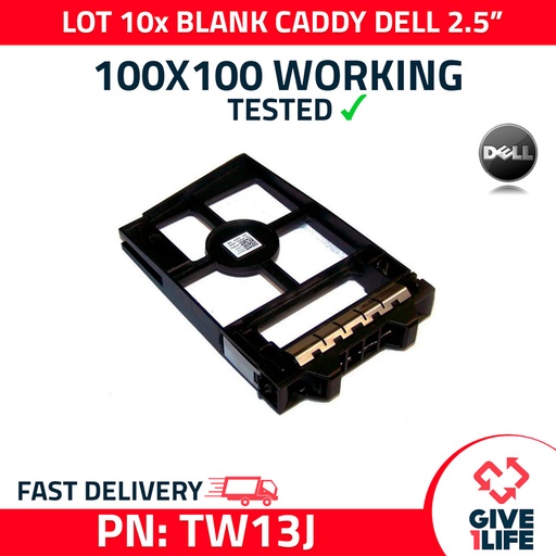 [551] LOTE DE 10 UNIDADES BLANK CADDY DELL 2.5" PN:TW13J PARA R610/R620/R710/R720/R730